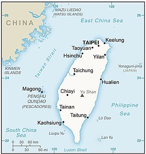 Kaart van Taiwan.
